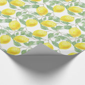 黄色いレモンおよびセージグリーンのつる植物のギフト用包装紙 ラッピングペーパー (角)