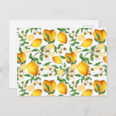 黄色いレモンとレモンの花が美しい ポストカード (正面/裏面)