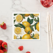 黄色いレモンとレモン色のシームレスパターン スタンダードカクテルナプキン (インサイチュ)