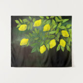 黄色いレモンと枝 タペストリー (正面(横))