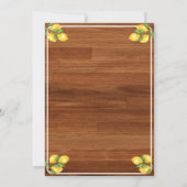 黄色いレモンと赤いカニの木の板 低地の招待状 招待状 (裏面)