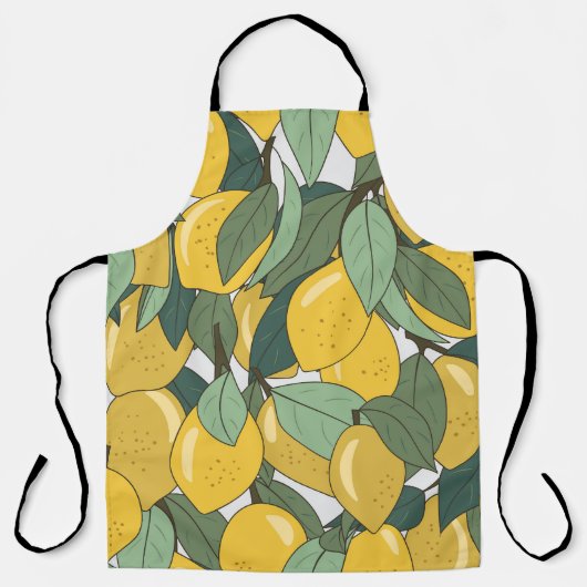 黄色いレモンのトロピカルパターン。 エプロン (正面)