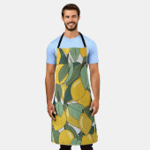黄色いレモンのトロピカルパターン。 エプロン (着用した状態)