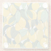 黄色いレモンのトロピカルパターン。 ガラスコースター (裏面)