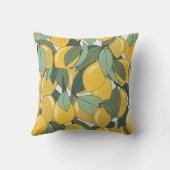 黄色いレモンのトロピカルパターン。 クッション (裏面)