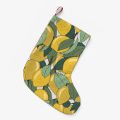 黄色いレモンのトロピカルパターン。 スモールクリスマスストッキング (正面 (吊り時))