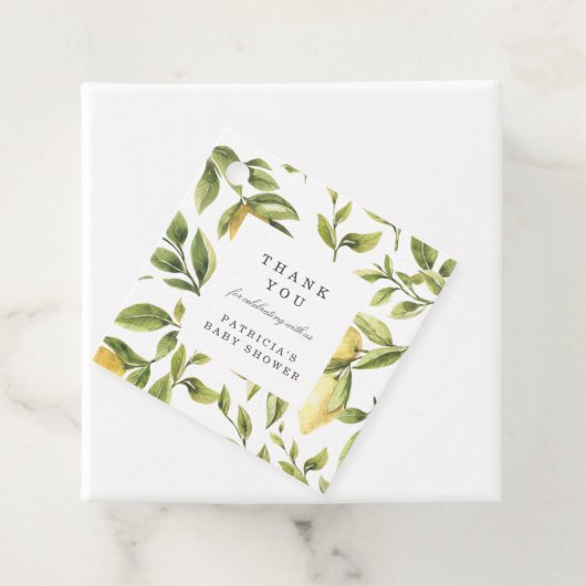 黄色いレモンの葉シックありがとう赤ちゃんシャワー フェイバータグ (インサイチュ)