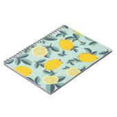 黄色いレモンを使った熱帯のシームレスパターン ノートブック (左側)