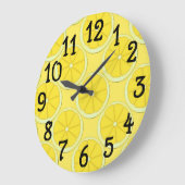 黄色いレモンデザインの台所柱時計 ラージ壁時計 (傾斜)