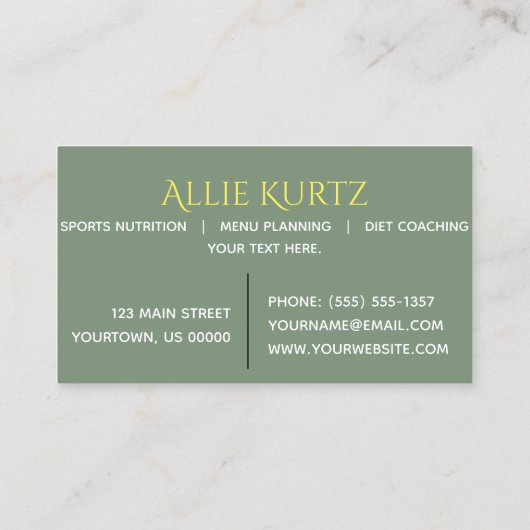 黄色いレモン緑は新しい植物を残します 名刺 (裏面)