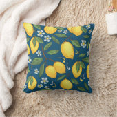 黄色いレモン：トロピカルフルーツパターン。 クッション (ブランケット)