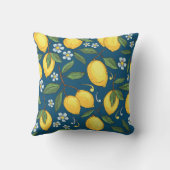 黄色いレモン：トロピカルフルーツパターン。 クッション (裏面)