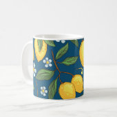 黄色いレモン：トロピカルフルーツパターン。 コーヒーマグカップ (正面左)