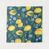 黄色いレモン：トロピカルフルーツパターン。 タペストリー (正面(横))