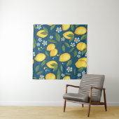 黄色いレモン：トロピカルフルーツパターン。 タペストリー (インサイチュ(横))