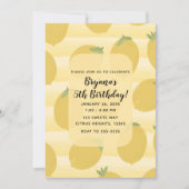 黄色いレモン 夏のフルーツ 輝く誕生日パーティー 招待状 (正面)