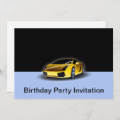 黄色いレーシングカーの誕生日パーティーの招待 招待状 (正面/裏面)