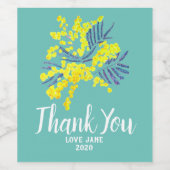 黄色いワトルモダン感謝していの花 ワインラベル (シングルラベル)