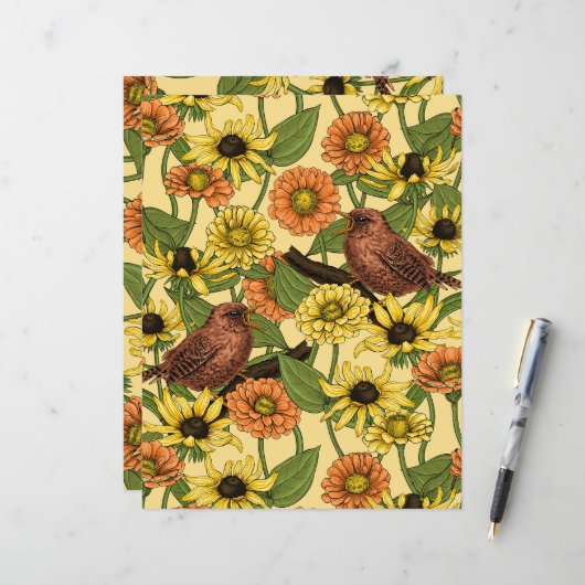 黄色いワニと花淡い色の色 (正面/裏面インサイチュ)