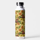 黄色いワニと花淡い色の色 ウォーターボトル (左面)