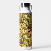 黄色いワニと花淡い色の色 ウォーターボトル (正面)