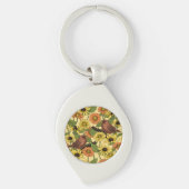 黄色いワニと花淡い色の色 キーホルダー (正面)