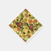 黄色いワニと花淡い色の色 スタンダードカクテルナプキン (角)