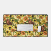 黄色いワニと花淡い色の色 デスクマット (キーボード&マウス)