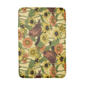 黄色いワニと花淡い色の色 バスマット (正面縦)