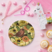 黄色いワニと花淡い色の色 ペーパープレート (パーティー)