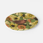 黄色いワニと花淡い色の色 ペーパープレート (アングル)