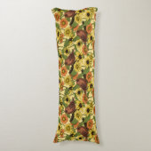 黄色いワニと花淡い色の色 ボディピロー (正面縦)