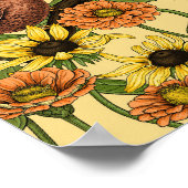 黄色いワニと花淡い色の色 ポスター (角)