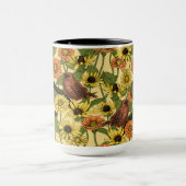 黄色いワニと花淡い色の色 マグカップ (中央)