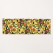 黄色いワニと花淡い色の色 ヨガマット (正面(横))