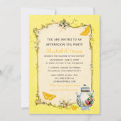 黄色いヴィンテージのフランスのなお茶会 招待状 (正面)