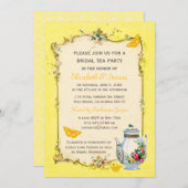 黄色いヴィンテージのフランスのな花嫁のお茶会 招待状 (正面/裏面)