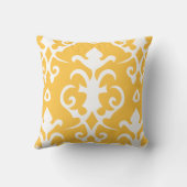 黄色いヴィンテージパターンダマスク織の枕 クッション (裏面)