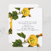 黄色いヴィンテージ花の精巧 招待状 (正面/裏面)