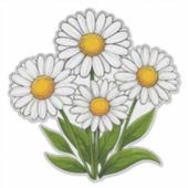 黄色い中心の明るい白いデイジーの花束 シール (正面)