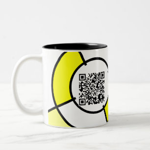 黄色い中心点QRコード ツートーンマグカップ