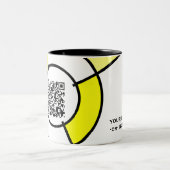 黄色い中心点QRコード ツートーンマグカップ (中央)