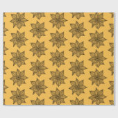 黄色い串に刺さった花（黒） ラッピングペーパー (フラット)