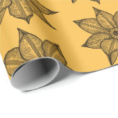 黄色い串に刺さった花（黒） ラッピングペーパー (ロールコーナー)