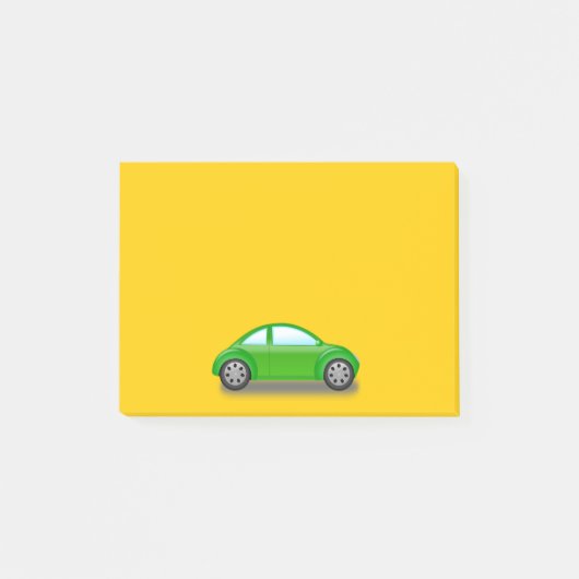 黄色い付箋の小さな緑の車 ポストイット (正面)