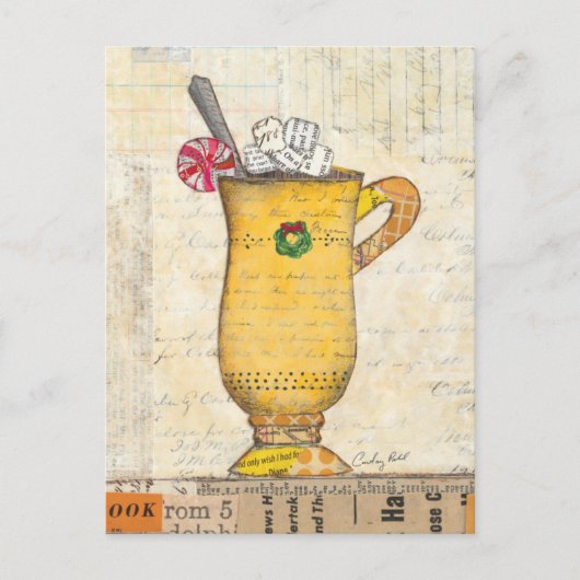 黄色い休日のコップ シーズンポストカード (正面)