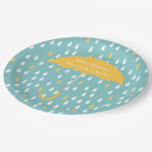 黄色い傘のベビーシャワーのプレート ペーパープレート (アングル)