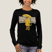 黄色い傘を持つシャム猫 トライブレンドTシャツ (正面)