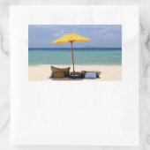 黄色い傘 長方形シール (バッグ)