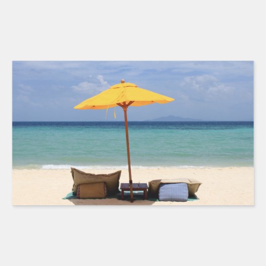 黄色い傘 長方形シール (正面)